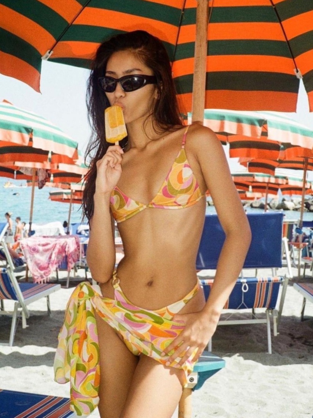 Sommer Swim Kaia Triangle Top Milla Gold Ring Bottoms Allegria Bikini Set Size L